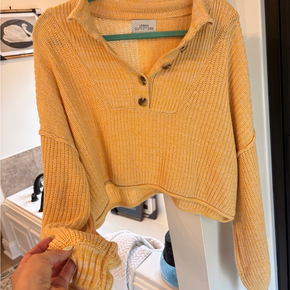 Urban Outfitters Soft Yellow Open-Knit Sweater